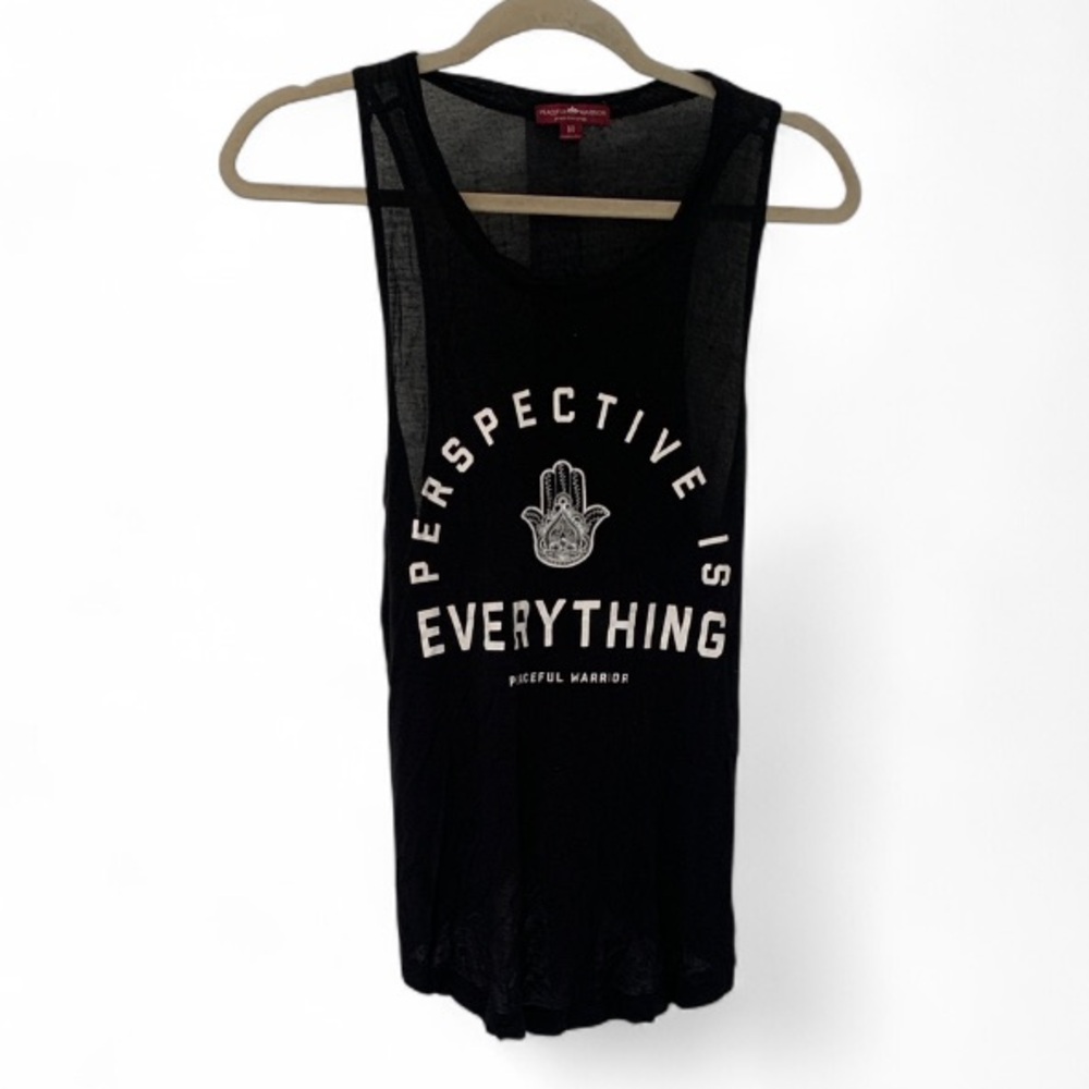 Peaceful Warrior Perspective is Everything Black Yoga Tank Top